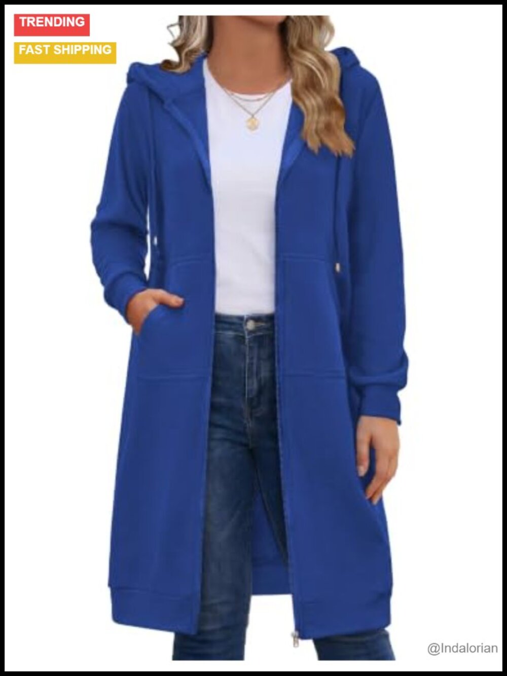 Plus Size Zip Up Hoodie - Fleece Tunic Long Sweatshirt Jacket with Pockets